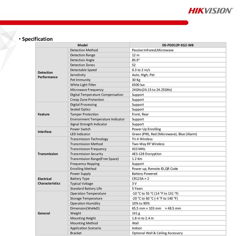 Hikvision DS-PDD12P-EG2-WB AX Pro Wireless Dual-Tech Detector 1